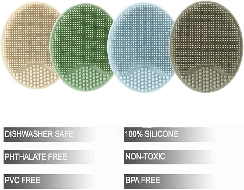 PandaEar Baby Cradle Cap Brush, Silicone Baby Bath Brush Massage Brush Set for Dry Skin, Cradle Cap, and Eczema, 4 Pack (Blue) - Image 2